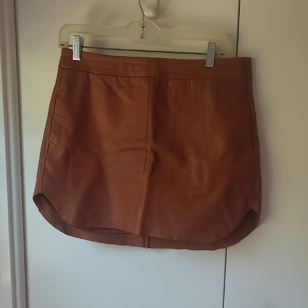 Karina Grimaldi Terracotta Leather Skirt
